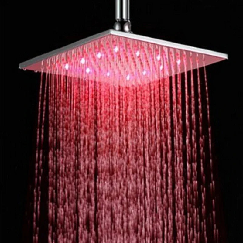 Afralia™ 16" Chrome Brass LED Rain Shower Head; Ultra Thin Square Design, Color Changing