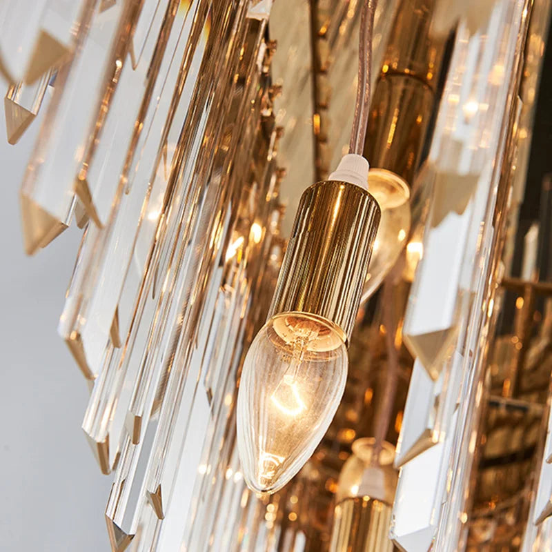 Afralia™ Gold LED Crystal Ceiling Chandelier for Elegant Home Decor