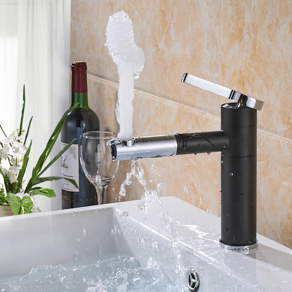 Afralia™ Brass Bathroom Faucet Vessel Sink Mixer - Swivel Spout Deck Mounted Vanity Tap - White/Black Color