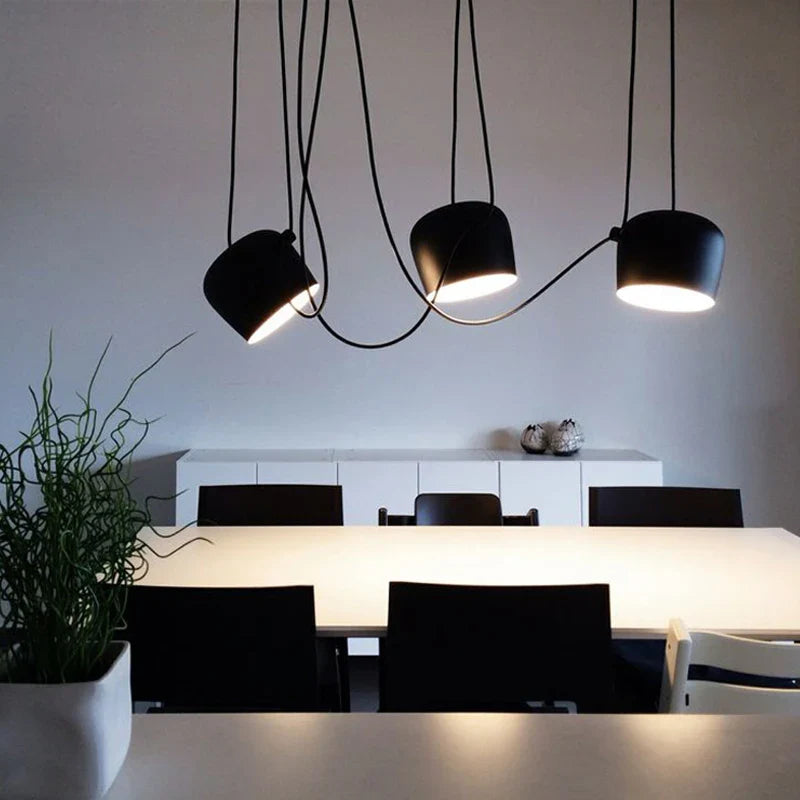 Afralia™ Black Drum LED Pendant for Kitchen & Restaurant - Spider Industrial Ceiling Light