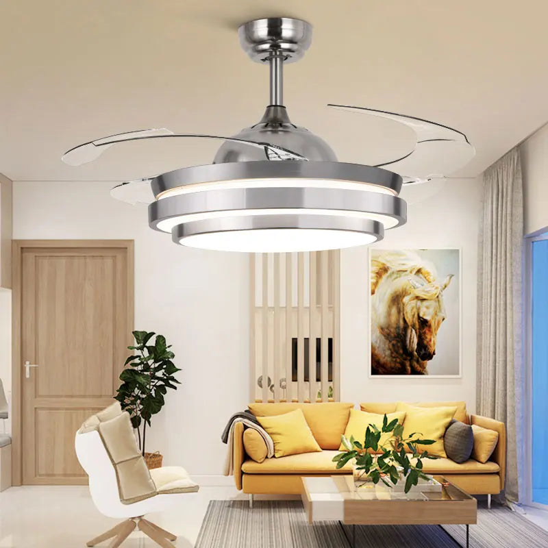 Afralia™ Modern Remote Ceiling Fan with LED Lights and Control - Gold/Silver Options