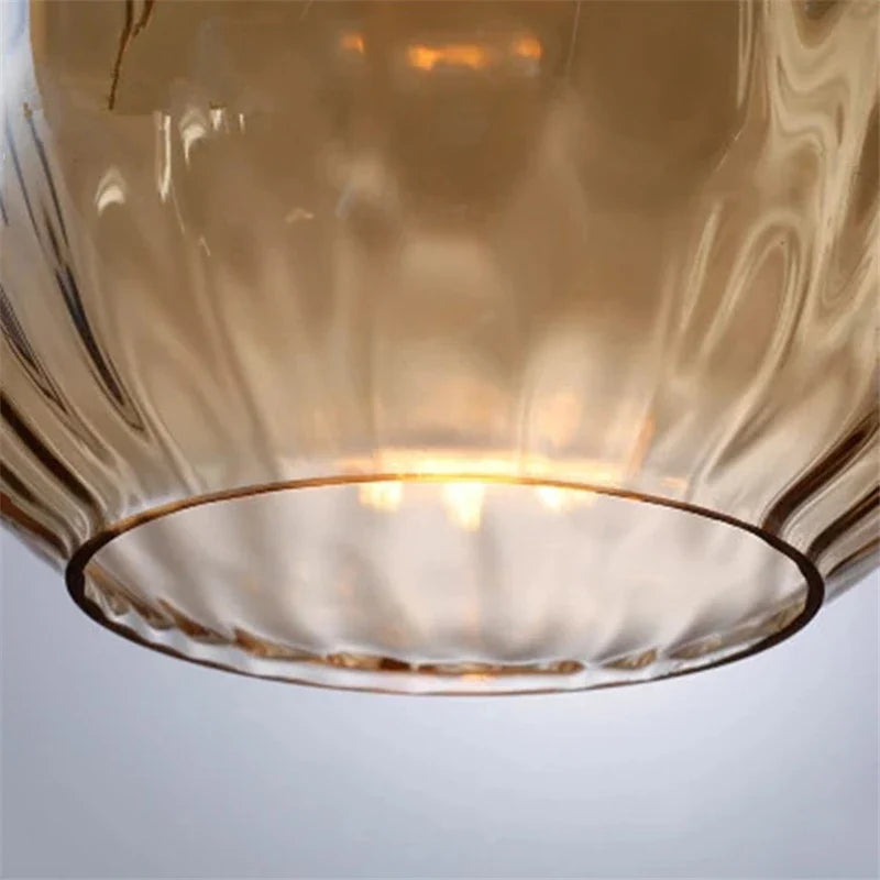 Afralia™ Nordic Water Grain Glass Pendant Lights for Living Room, Kitchen, Restaurant, Bar - Retro Simple Hanging Lamps
