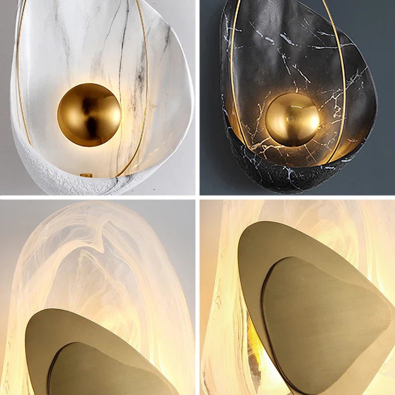 Afralia™ Marble Shell Wall Lamp, Nordic Modern Design for Living Room Bedroom Aisle.