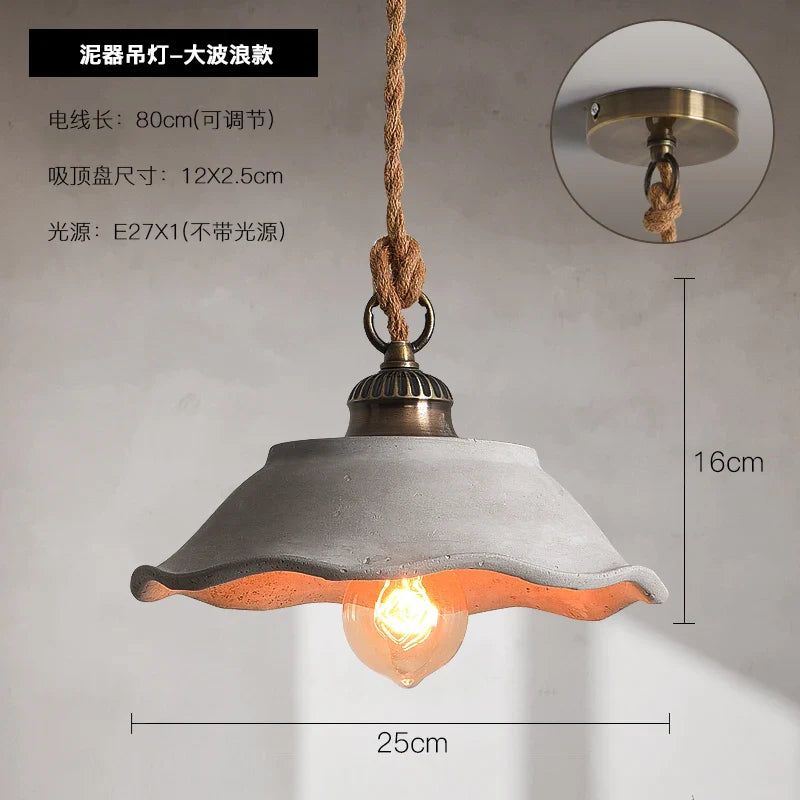 Afralia™ Cement Loft Style Industrial Pendant Light LED Luminaria