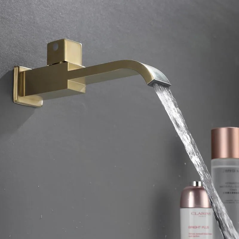 Afralia™ Brushed Gold In-Wall Basin Faucet Set with Cold Water Only Tap