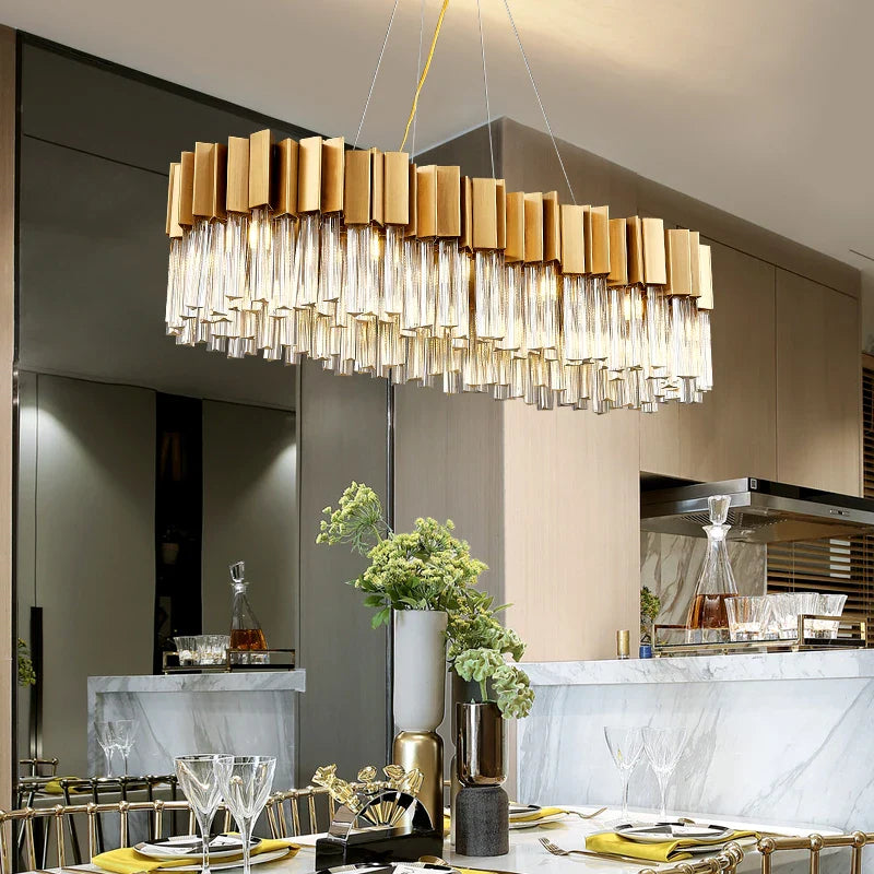 Afralia™ Golden Stainless Steel Crystal Chandelier for Elegant Foyer Lighting