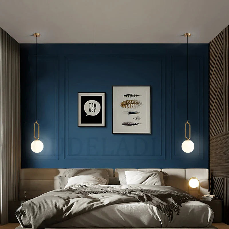 Afralia™ Nordic Glass Ball Brass Pendant Lamp for Modern Living Spaces