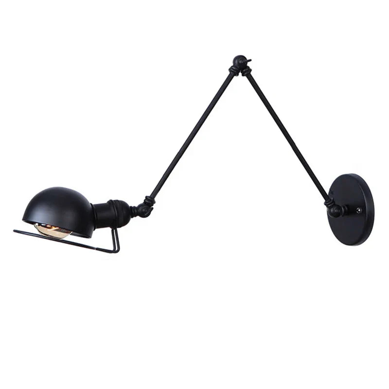 Afralia™ Vintage Loft Adjustable Wall Lamp Black Swing Arm Sconce Wall Lights