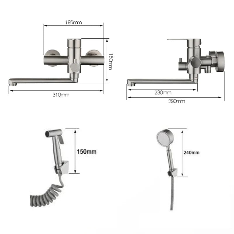 Afralia™ Stainless Steel Brushed Faucet Set for Kitchen & Bathroom