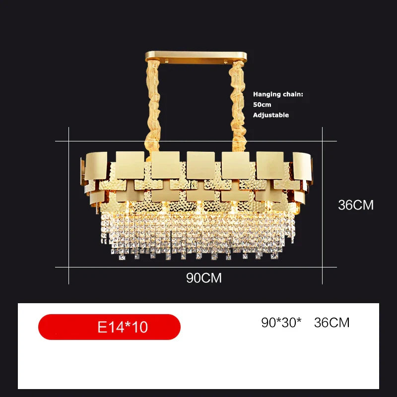 Afralia™ Golden Crystal Stainless Steel Pendant Light for Stylish Foyer