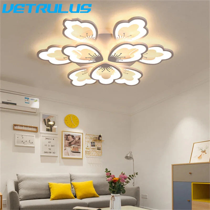 Afralia™ Lotus Design LED Acrylic Chandelier Ceiling Lamp for Modern Living, Dining, and Study Rooms