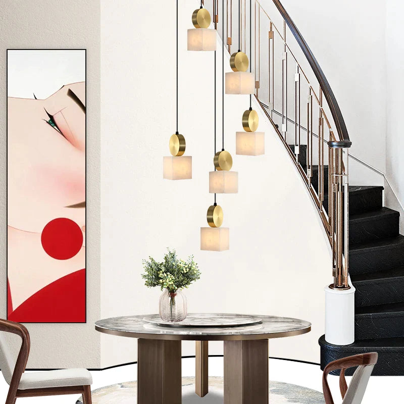 Afralia™ Modern Villa Marble Pendant Light for Stairs, Dining Room, Bedroom & Bedside