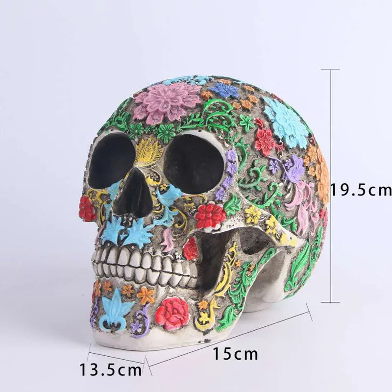 Afralia™ Colorful Skull Ornaments Halloween Figurines Medical Room Decor Statue Gift