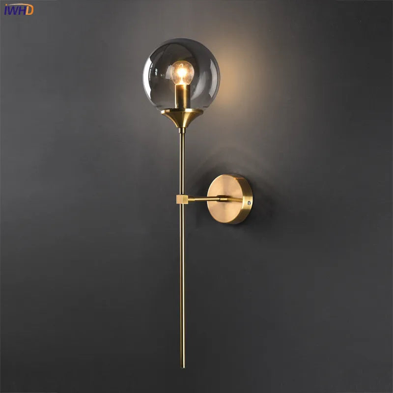 Afralia™ Glass Ball LED Wall Lamp for Nordic Modern Bedroom Lighting