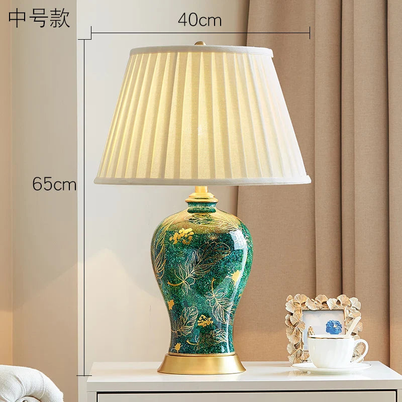 Luxury Green Ceramic Table Lamp by Afralia™ - Retro Style for Living Room Bedroom