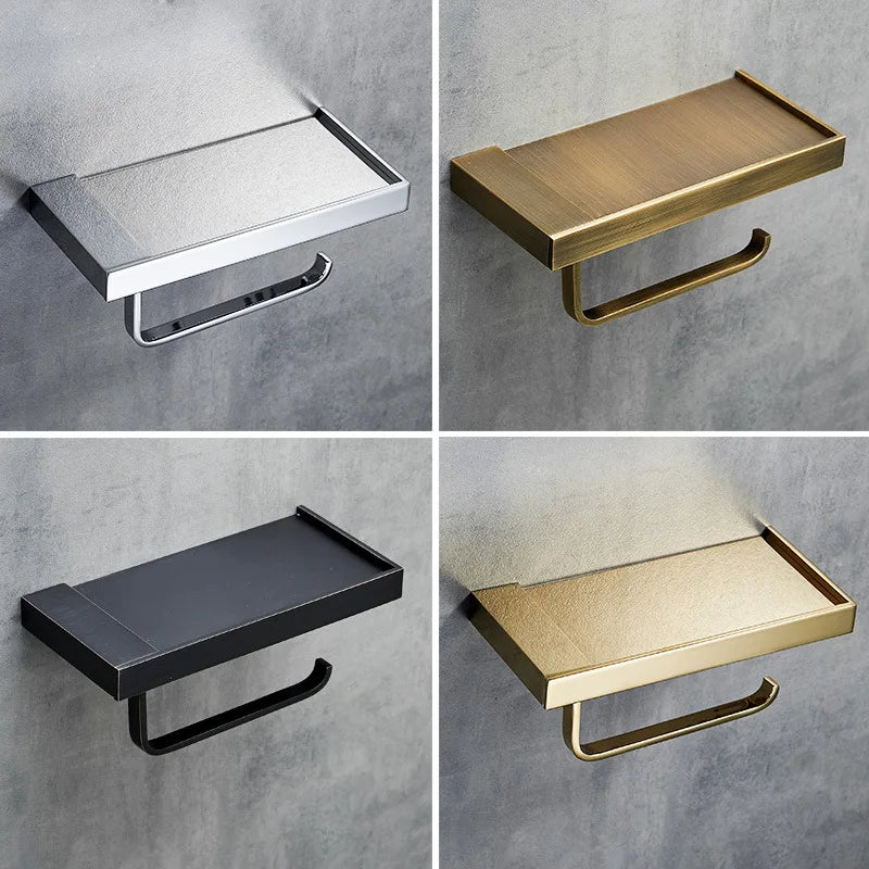 Afralia™ Brass Toilet Paper Holder Gold Finish Tissue Box Rack for Bathroom