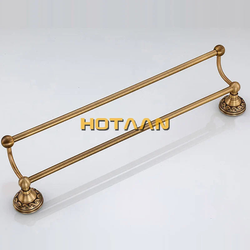 Afralia™ Antique Brass Towel Holder Single Bar Rack. Solid Aluminium Rail, 30/40/45/50/60cm.
