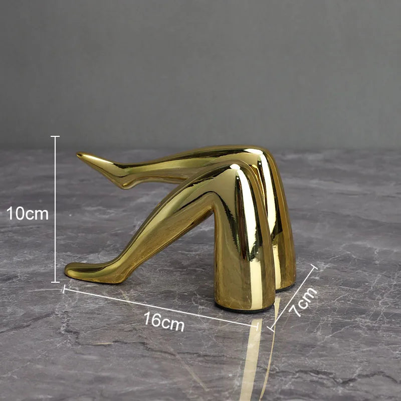 Afralia™ Gilded Lips & Leg Resin Figurines Sculpture for Modern Home Decor