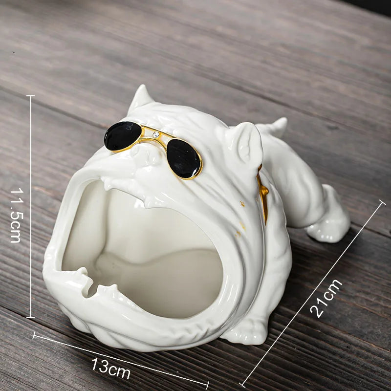 French Bulldog Ceramic Ashtray - Afralia™ Brand Office Desk Décor & Gift for Boyfriend