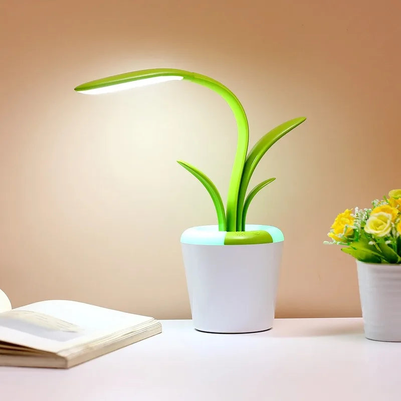 Afralia™ Plant LED Desk Lamp with USB Port for Bedside Reading and Illumination