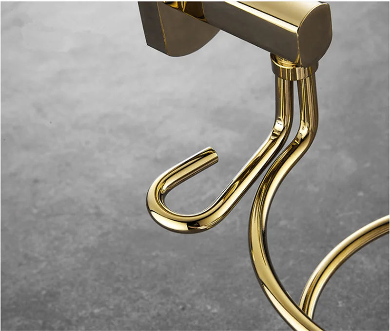 Afralia™ Hair Care Organizer Wall Shelf - Gold Hair Dryer & Straightener Holder Rack