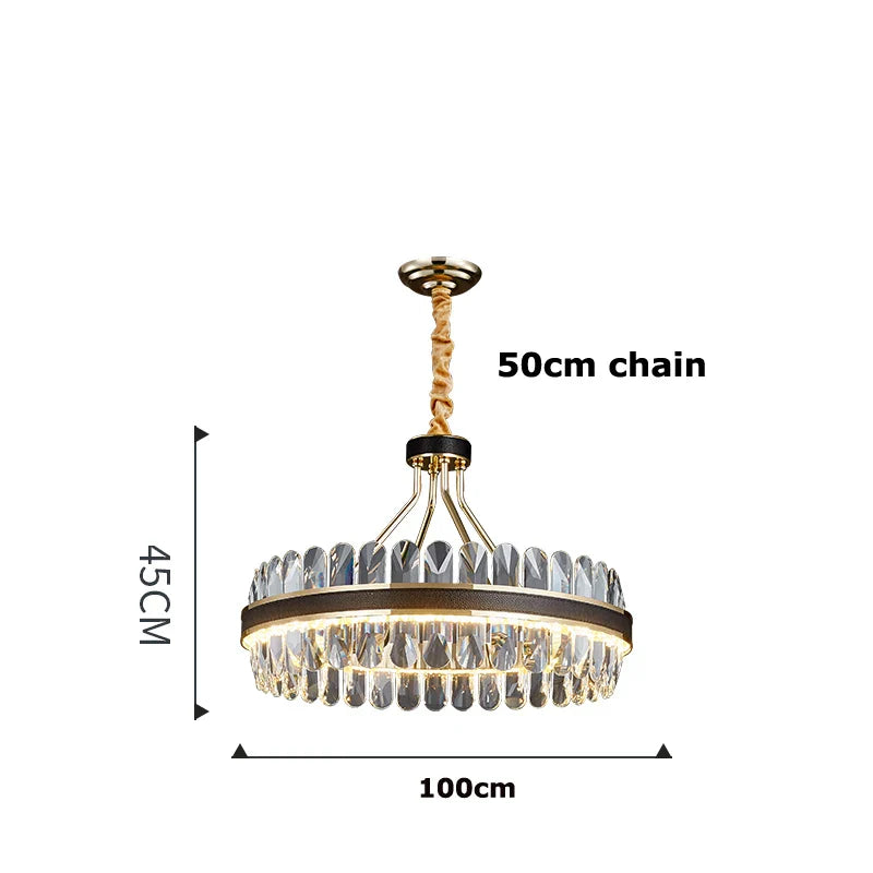 Afralia™ Gold Stainless Steel Crystal Chandelier for Dinning Room