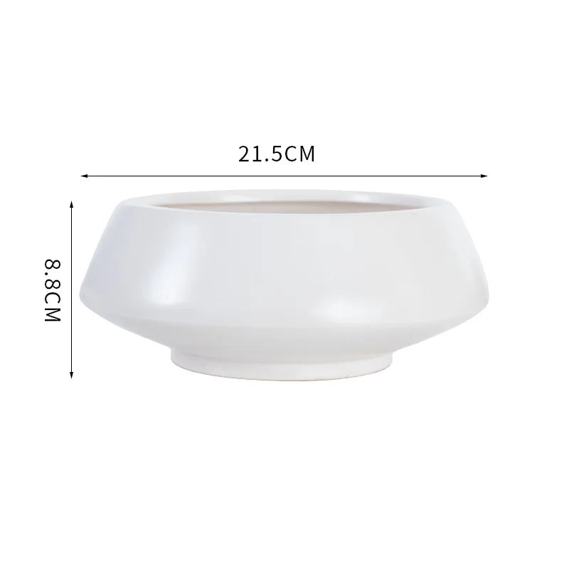 Afralia™ White Ceramic Round Flower Vase Pot for Home Decoration