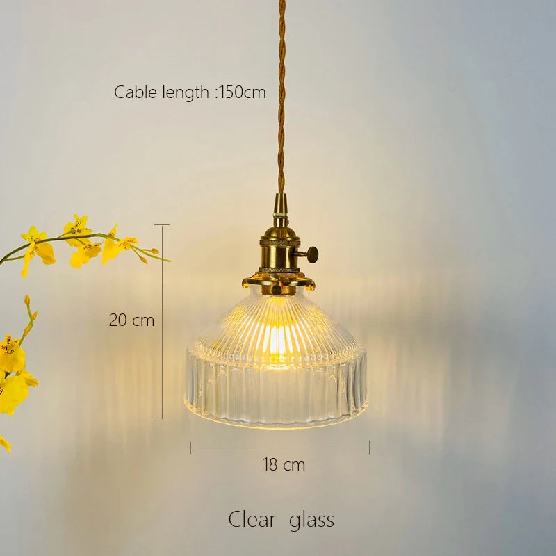 Afralia™ Glass Luminaria Pendant Light for Bedroom Kitchen Modern Brass LED Hanging Lamp