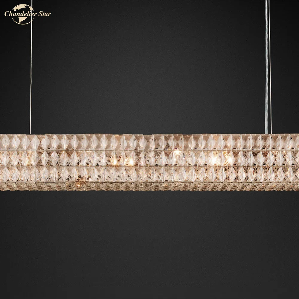 Afralia™ Crystal LED Linear Chandelier for Kitchen Island Dining Room