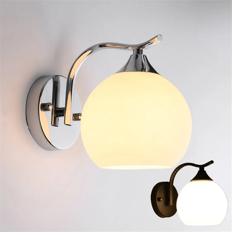 Afralia™ Matte Globe Glass Wall Sconce - Modern Mid Century Industrial Vanity Light