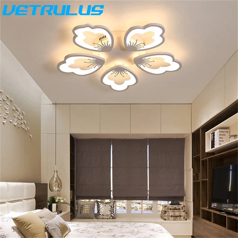 Afralia™ Lotus Design LED Acrylic Chandelier Ceiling Lamp for Modern Living, Dining, and Study Rooms