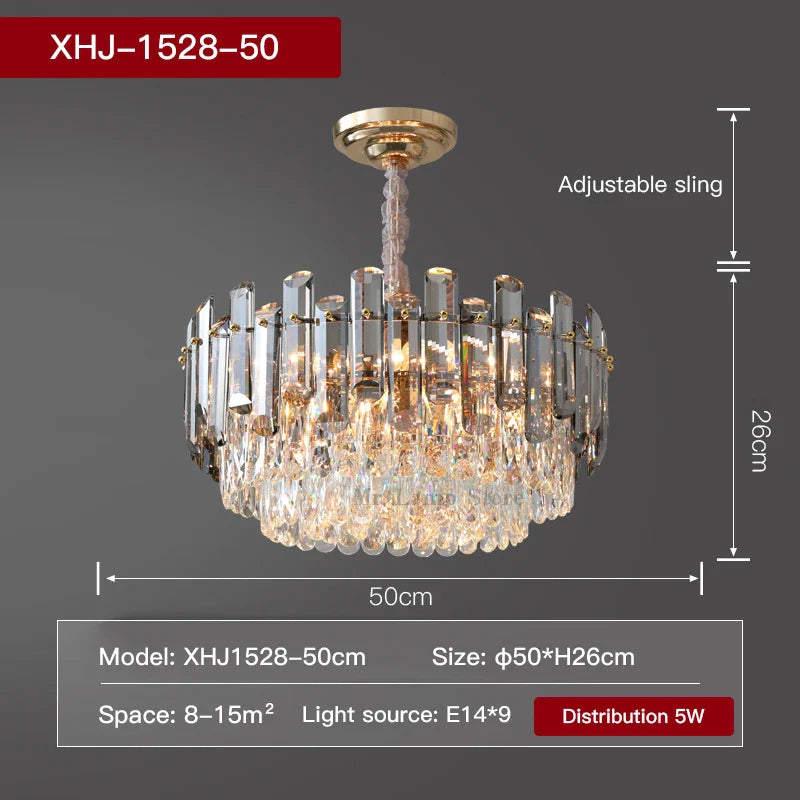 Afralia™ Round Crystal Kitchen Living Room Ceiling Lamp Atmospheric Modern Dining Bedroom Light