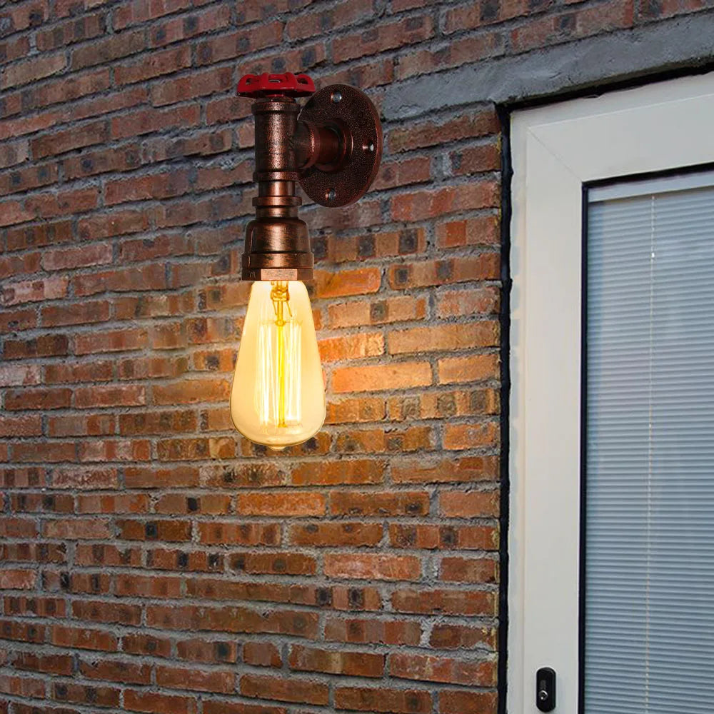 Afralia™ Retro Industrial Water Pipe Wall Light LED Sconce Fixture for Home Restaurant Bar