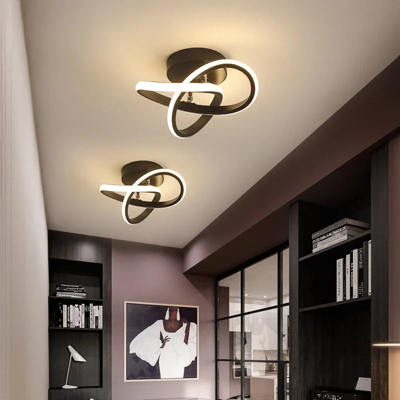 Afralia™ LED Chandelier Black White Ceiling Lights