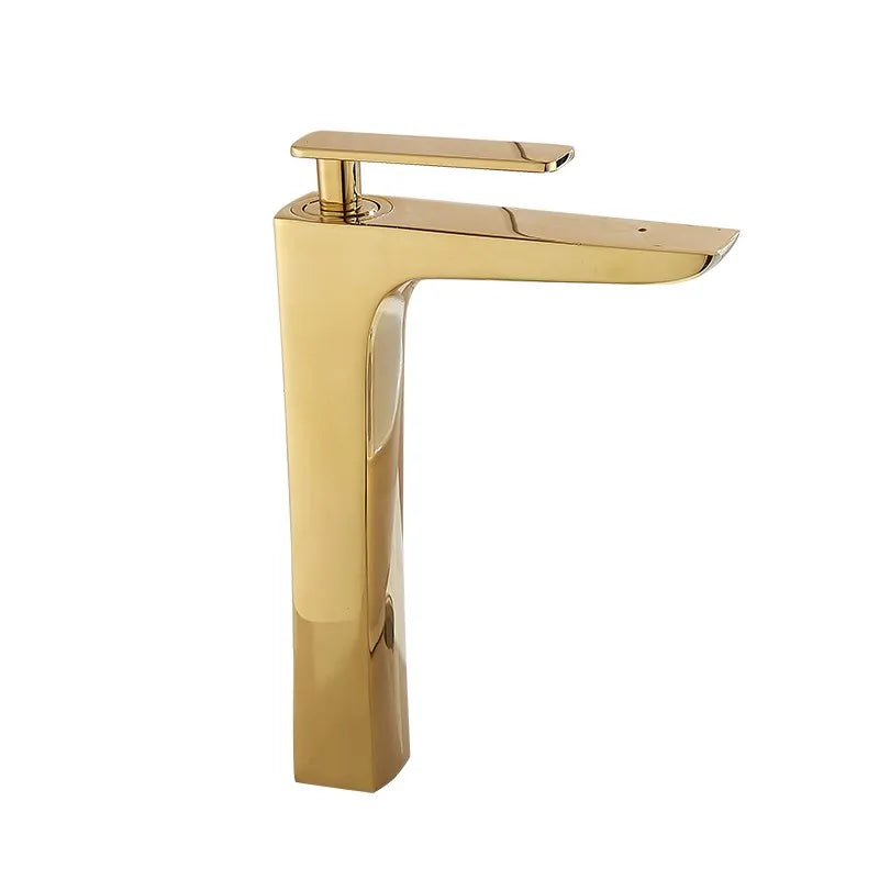 Afralia™ Tall Bathroom Basin Faucet Chrome/Gold Single Lever Hot and Cold Sink Faucet