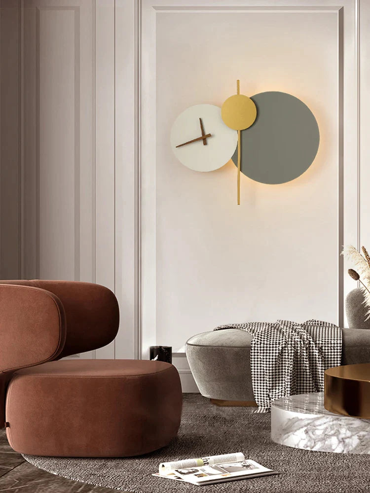 Afralia™ Minimalist Wall Clock Lamp for Living Room Decor