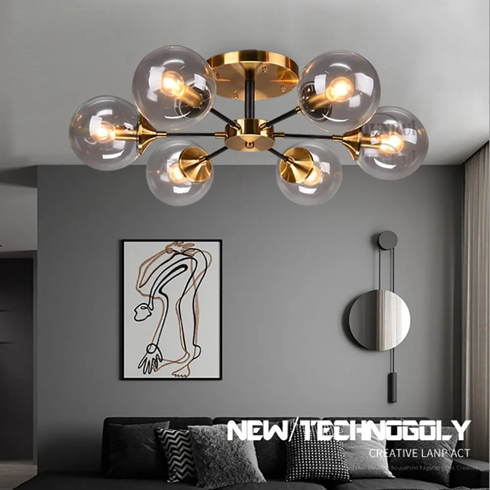 Afralia™ Postmodern LED Glass Ceiling Lights for Bedroom Dining Room Luxury Lighting
