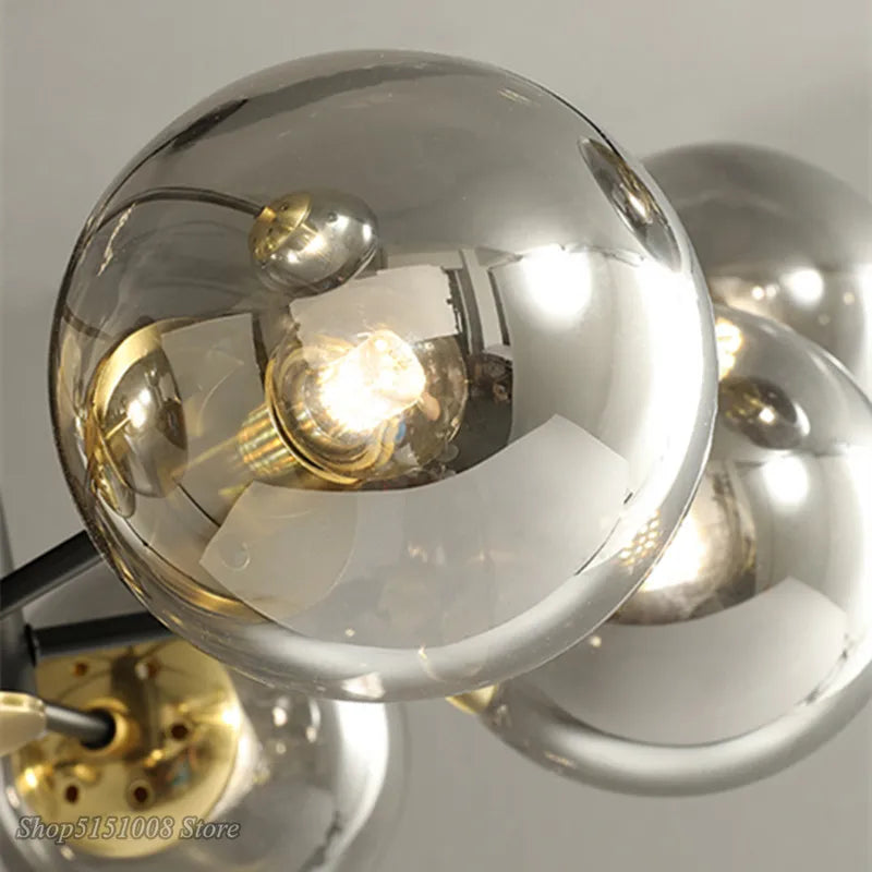 Afralia™ Glass Ball LED Chandelier - Modern Indoor Lighting Fixtures for Living Room & Bedroom