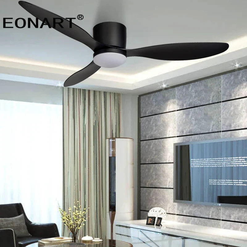 Afralia™ 52" Black DC Ceiling Fan with LED Light and Remote Control