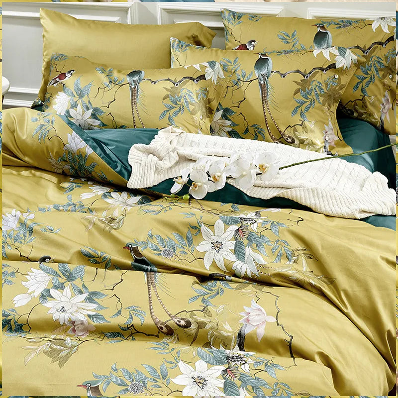 Afralia™ 600TC Egyptian Cotton Bird Plant Flowers Bedding Set with Digital Printing