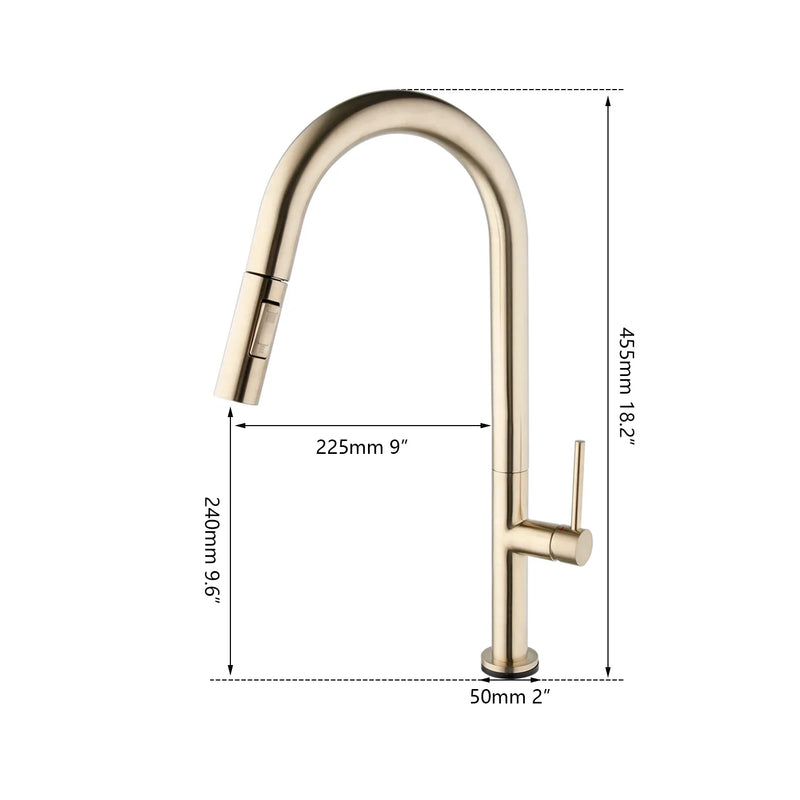 Afralia™ Smart Sensor Kitchen Faucet with Pull Out Sprayer, Brushed Golden Finish