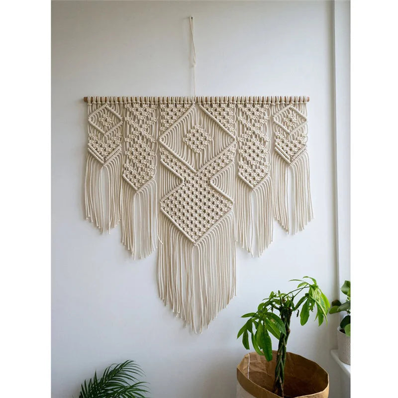 Afralia™ Large Hand-Woven Macrame Tapestry with Tassels