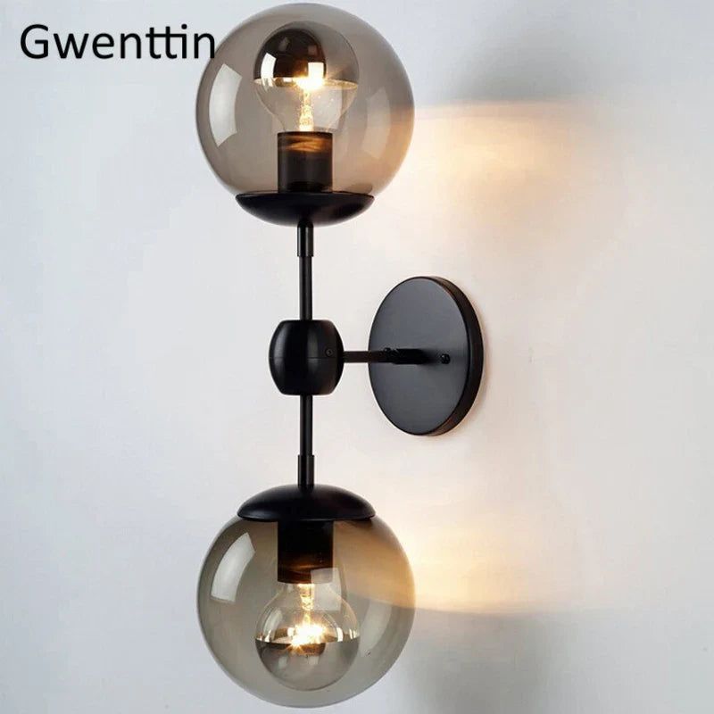 Afralia™ Glass Beans Wall Lamp Sconces LED Light Fixture for Home Deco Bedroom Hallway