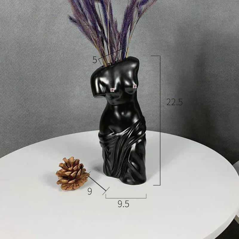Afralia™ Human Body Figurine Bust Vase for Home Décor and Art Decoration