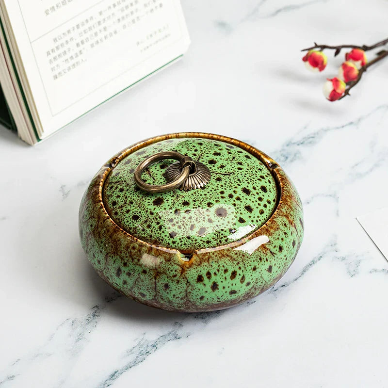 Ceramic Ashtray with Lid for Living Room, Home Decor Afralia™ Gift