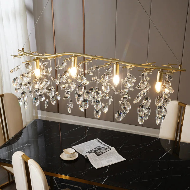 Afralia™ Crystal Branch Pendant Chandelier for Indoor Decoration Luminaria Fixtures