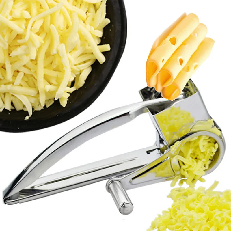 Afralia™ Rotary Cheese Grater Stainless Steel Slicer Shredder Butter Cutter Kitchen Tool
