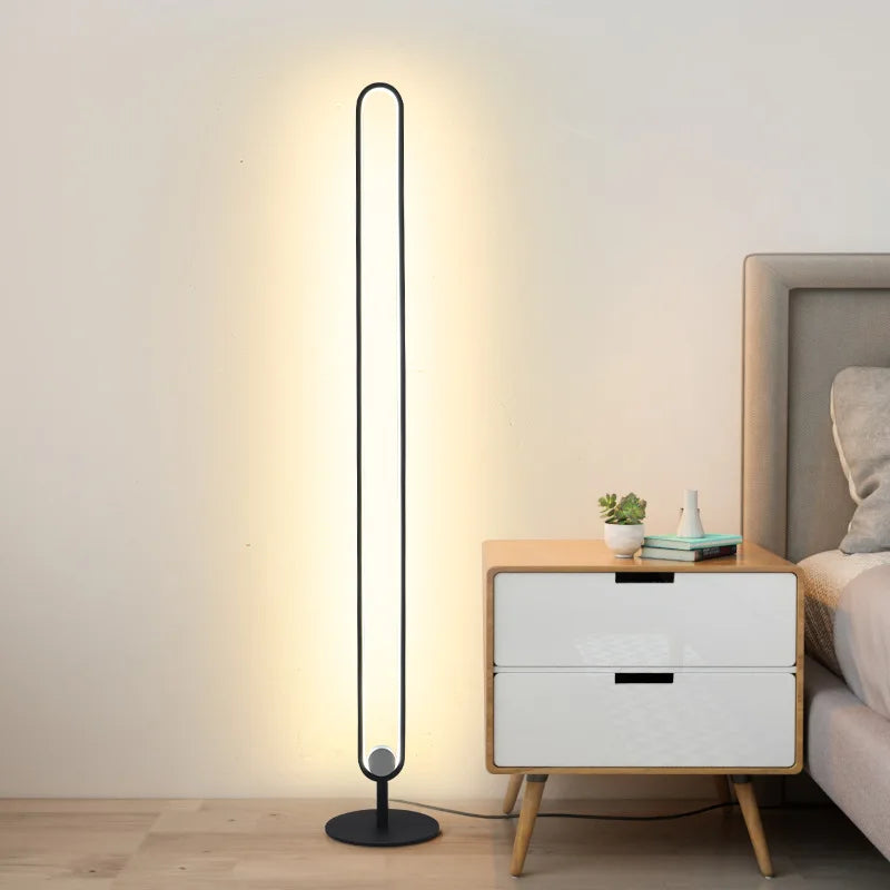 Afralia™ RGB LED Floor Lamp with Remote Control - Modern Minimalist Standing Light