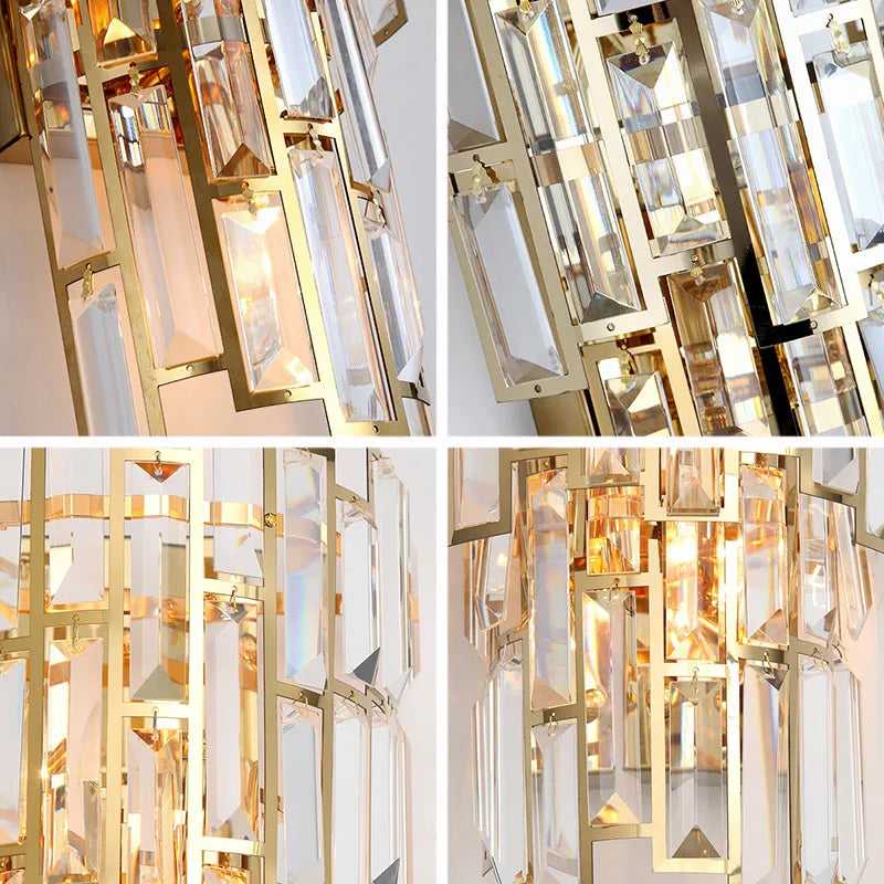 Afralia™ Rectangular Crystal Wall Sconce: Modern Light Luxury Indoor LED Lamp