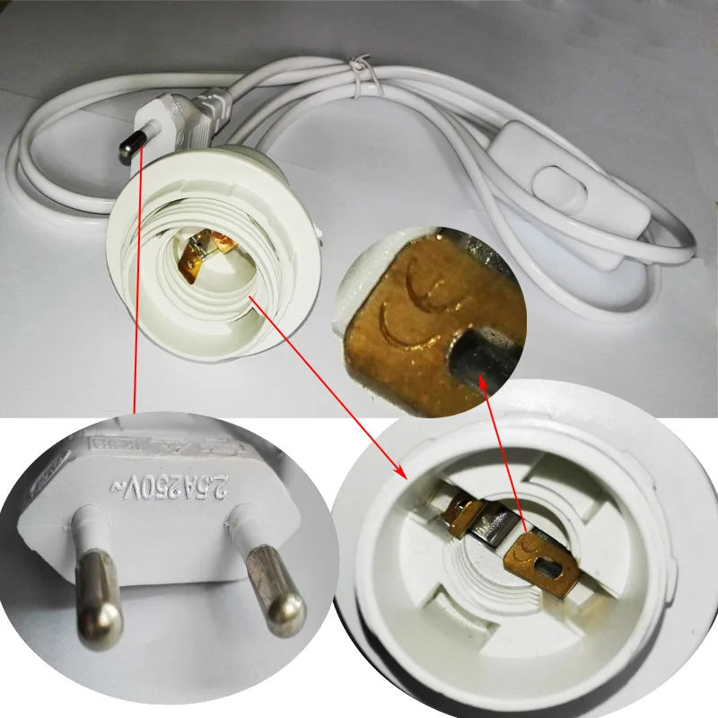 Afralia™ Pendant Lamp Base with Switch Wire & E27 Socket Holder for LED Bulb